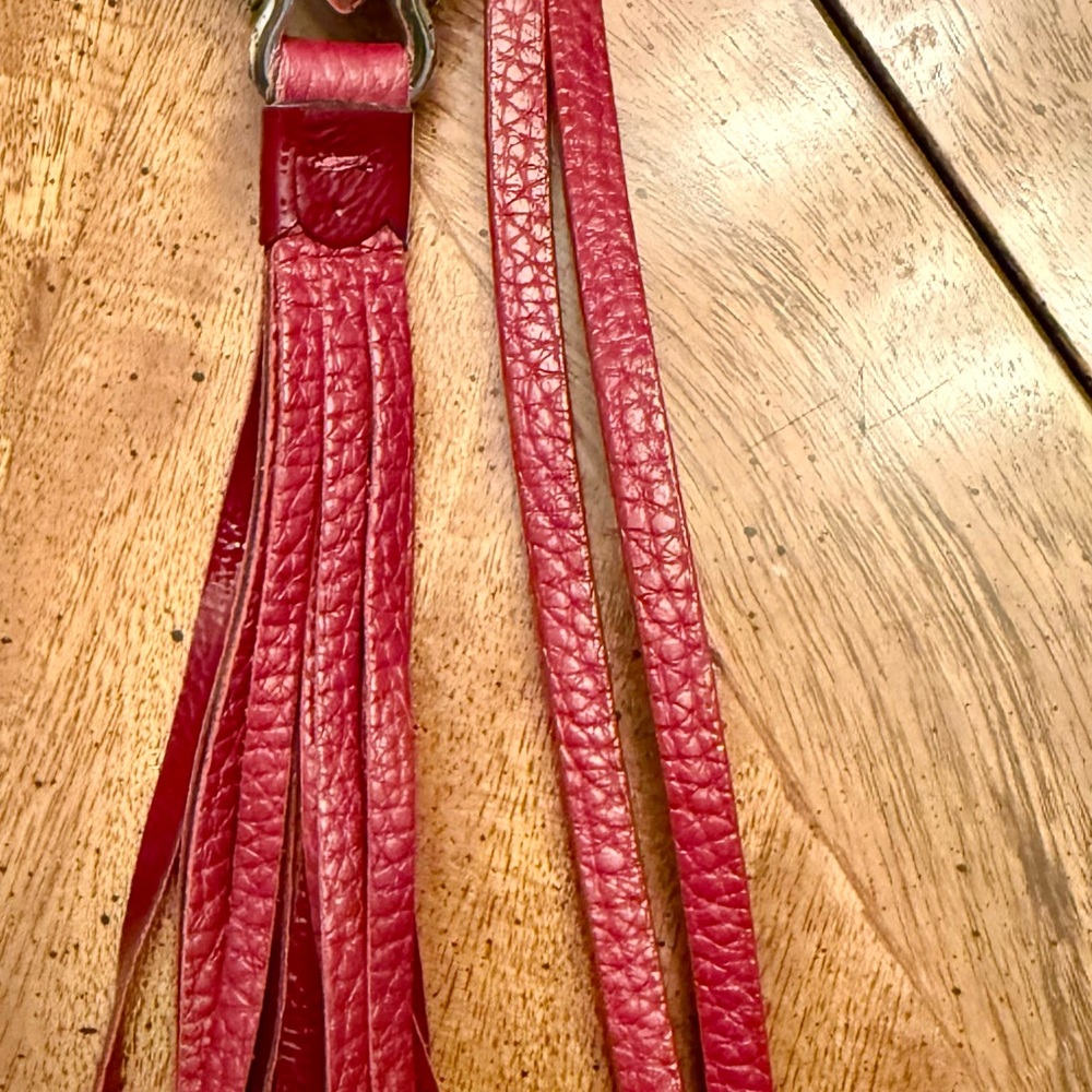 Brighton Ivanka Hobo Red Pebbled Leather Women's Purse With Paisley Accents - Picture 7 of 13